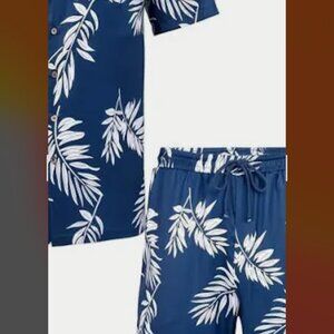 The Goof Andy Men's 2 Piece Shorts & Shirt in Blue White, size XL stylish